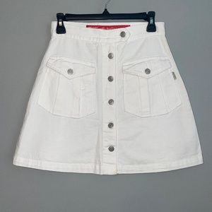 NWOT Vintage Revolt White Front Snap Denim Mini Skirt Size 9